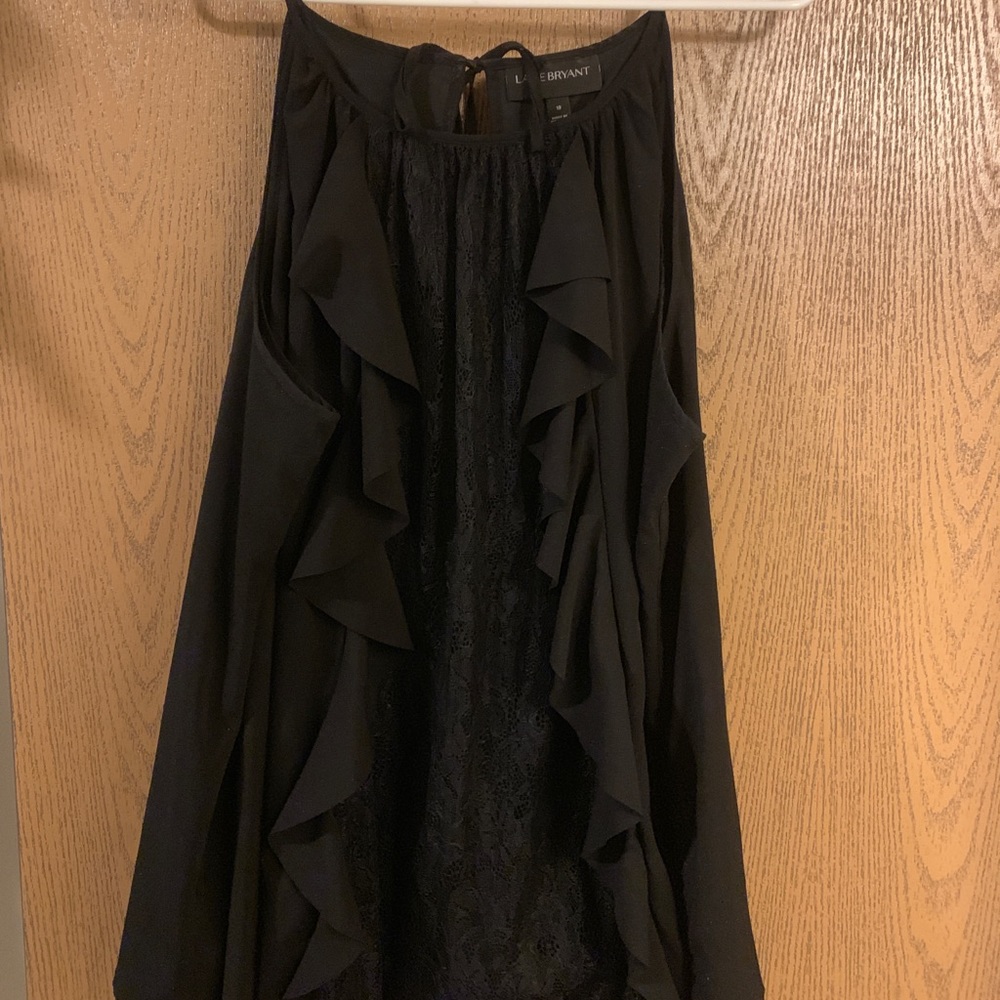 LANE BRYANT BLACK RUFFLED TANK TOP